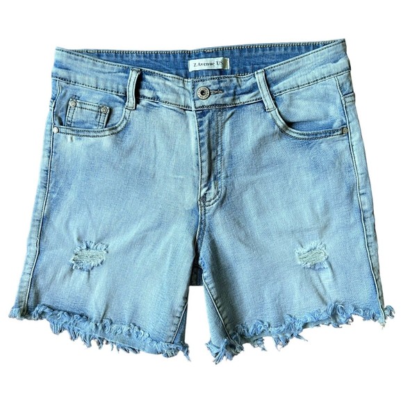 Z Avenue US Women's Cut Off Jean Shorts Size M Medium Light Blue Denim Jeans - Picture 7 of 8